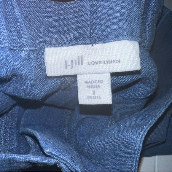 J.Jill Love pull on Linen cropped wide leg Pants blue sz 8 petite - Picture 6 of 15